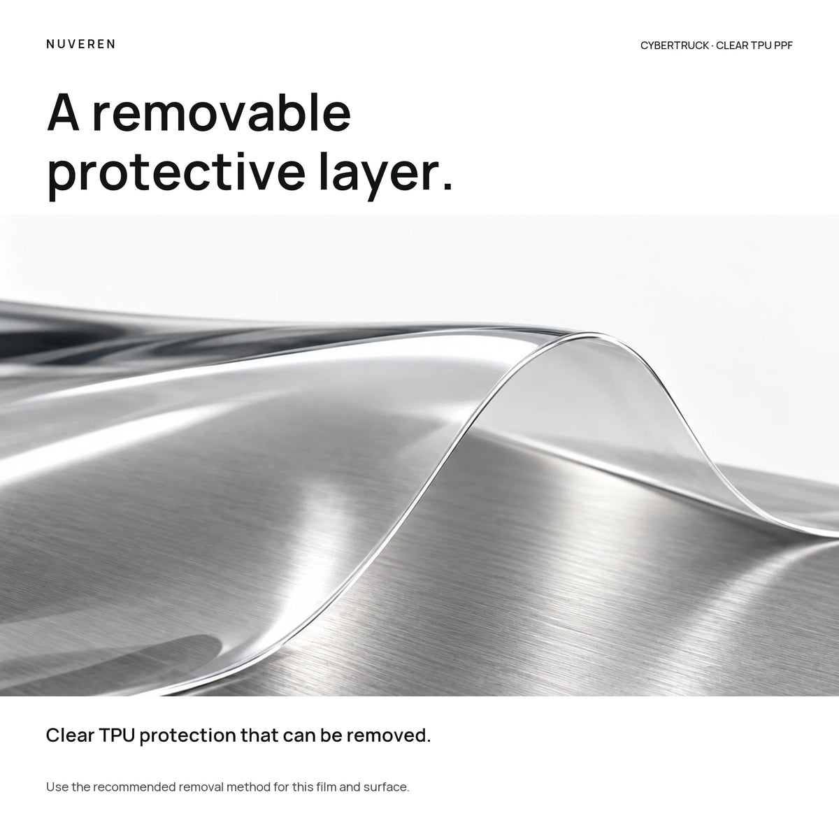 Flexible clear TPU film illustrating the removable protective layer; removal should follow product-specific guidance.