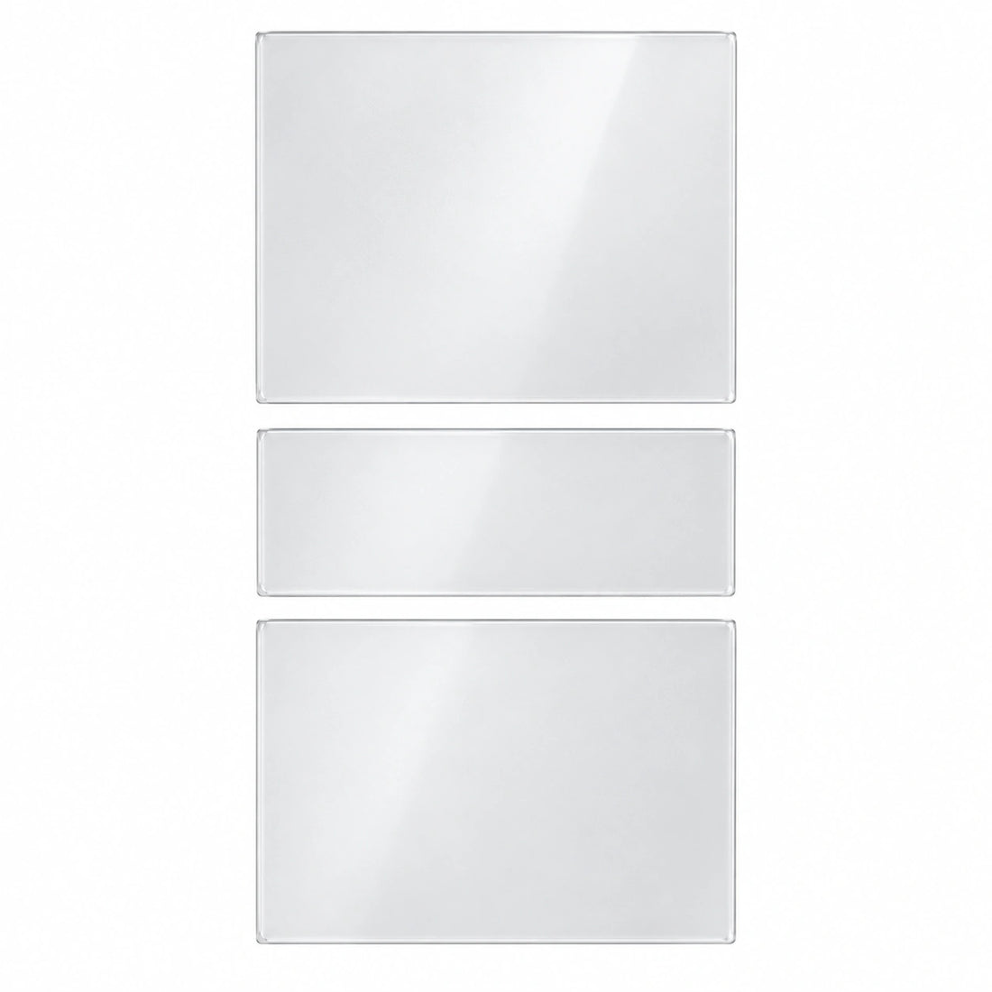 Model 3 Highland three-piece closed-cover console set, clear gloss TPU films on white.