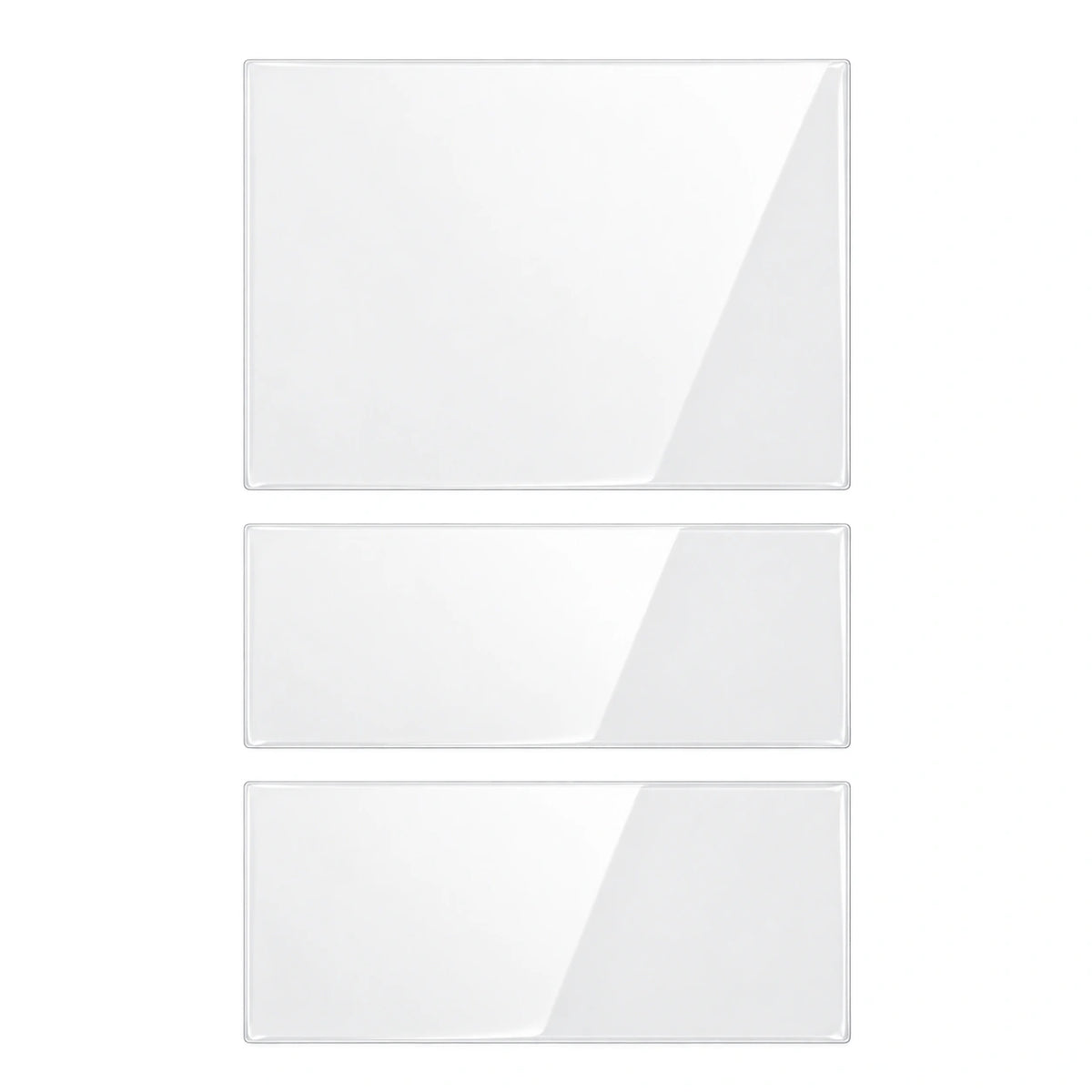 Model Y Juniper and Model YL three-piece closed-cover console set, clear gloss TPU films on white.