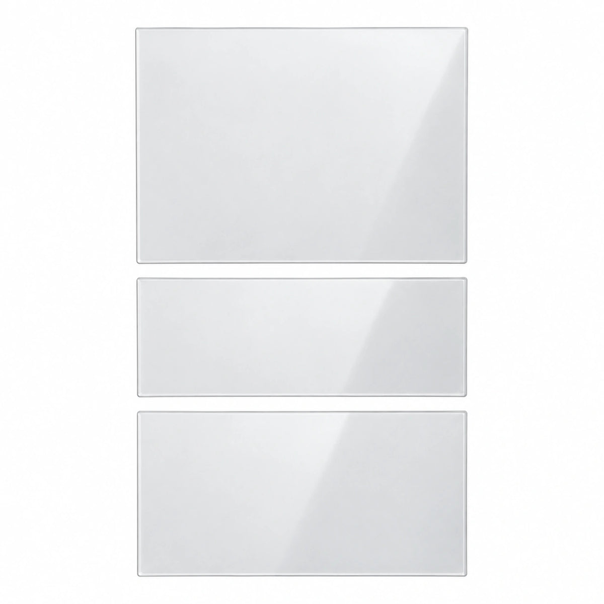 Model Y Juniper and Model YL three-piece closed-cover console set, clear matte TPU films on white.