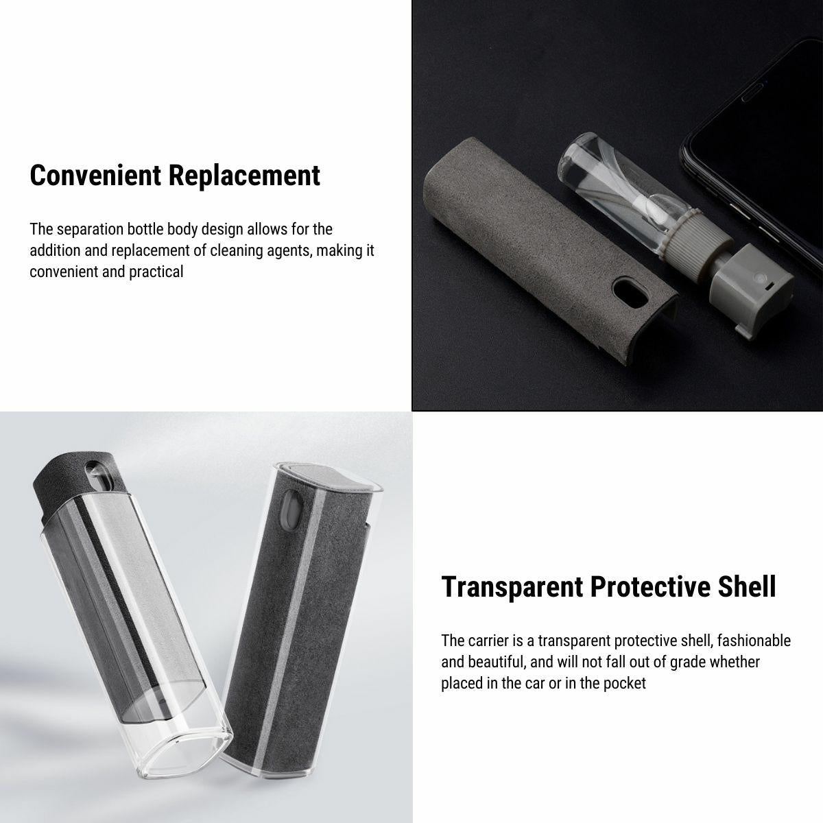 Removable spray bottle and transparent protective outer cover