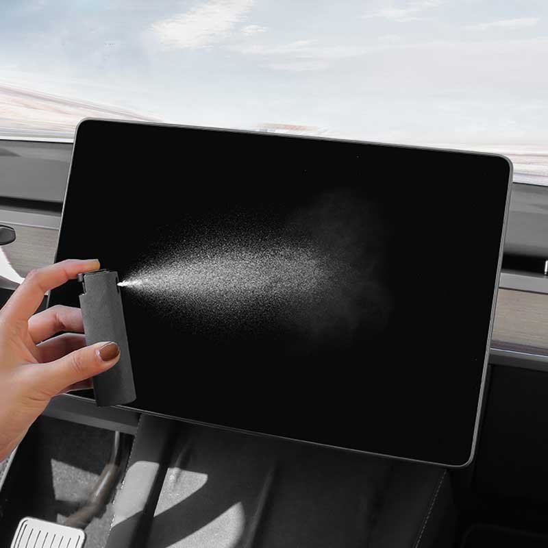 Refillable screen cleaner spray demonstration; bottle supplied empty