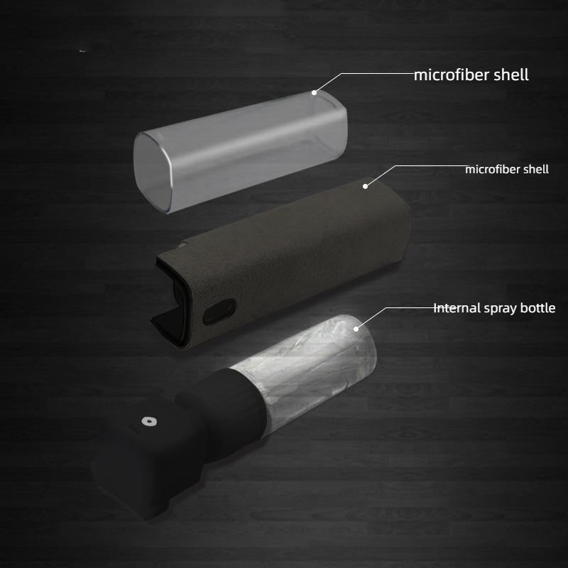Screen-cleaner cover, microfiber sleeve and spray bottle components