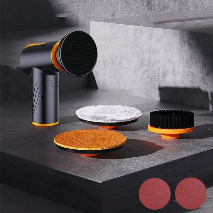 Cordless mini car polisher kit with detailing accessories