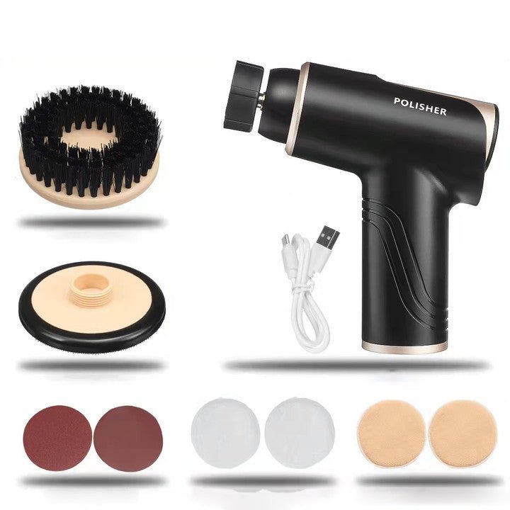 Cordless mini car polisher kit with detailing accessories